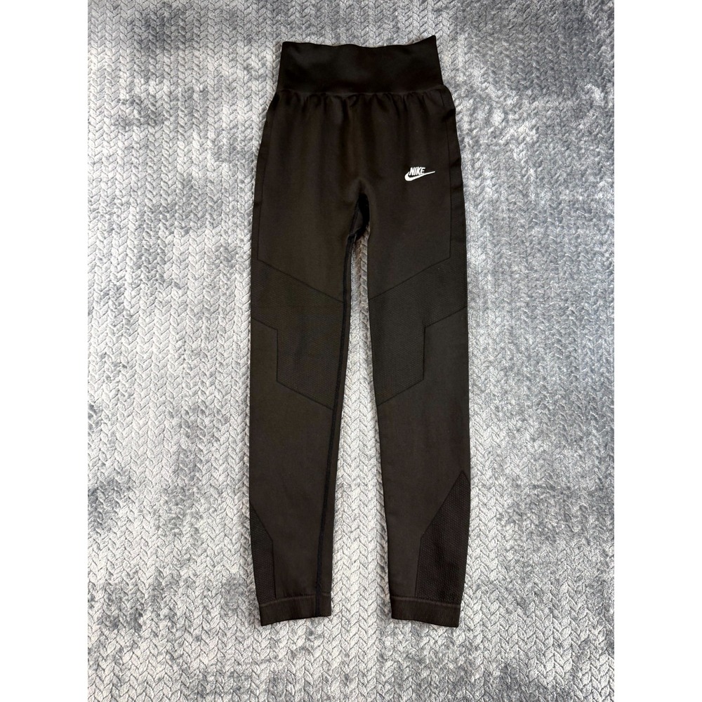 Nike Sportswear Tech Fleece Jogger Pants Girls Medium Black Stretch Swoosh Logo